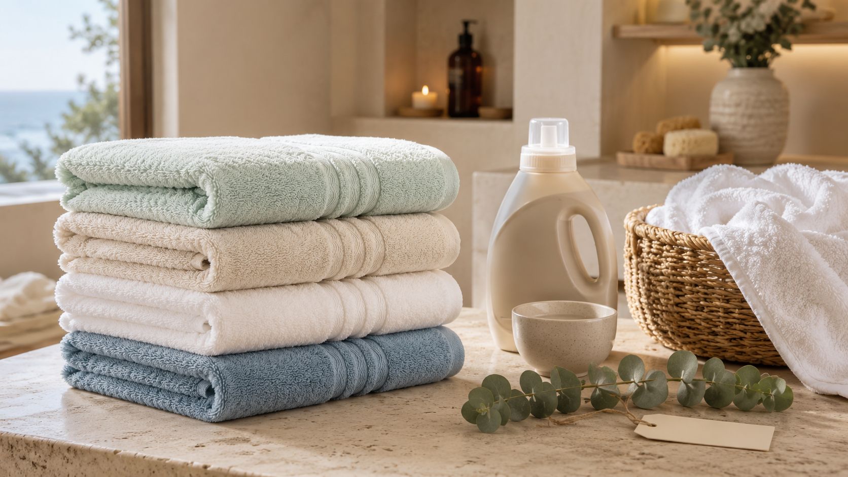 Entretien du linge de bain haut de gamme FLAMARDA avec serviettes douces et moelleuses Image