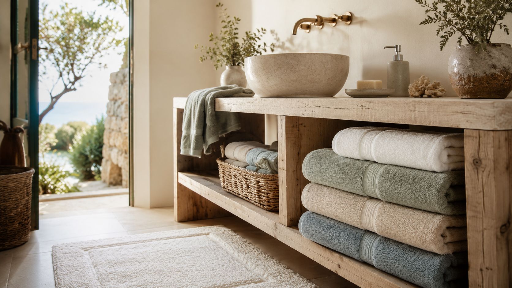 Linge de bain haut de gamme FLAMARDA pour gîte et location saisonnière