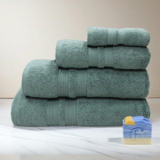 Serviette de bain Sérénité Lagune Vert Tropique en coton peigné FLAMARDA