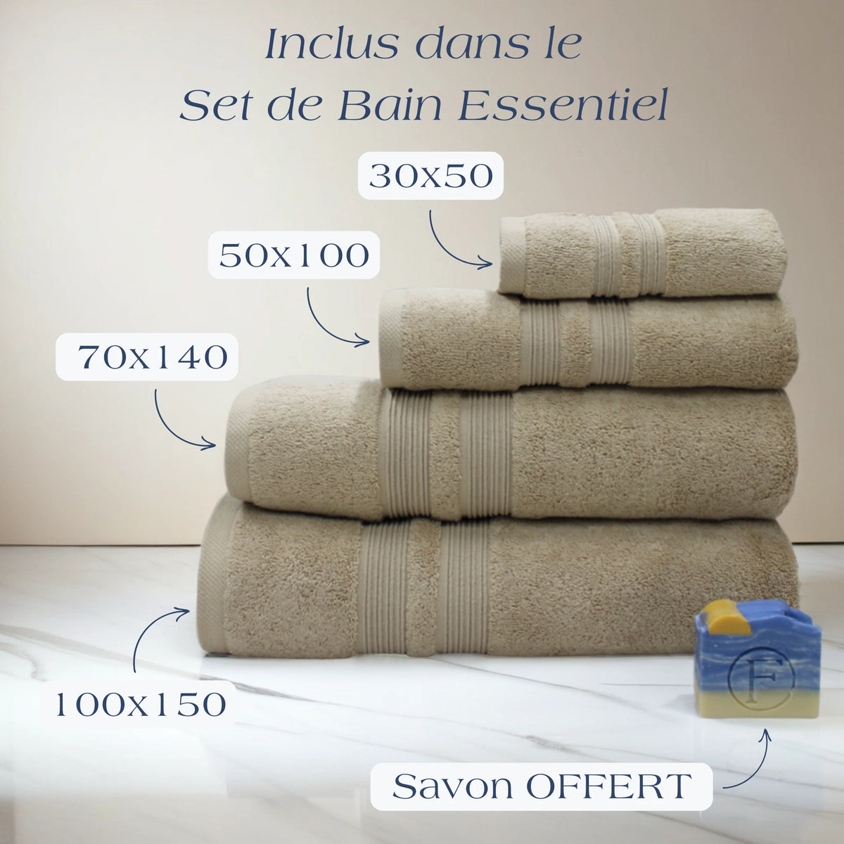 Détail du linge de bain Sérénité Lagune Rose Blush, coton peigné 650 g/m²