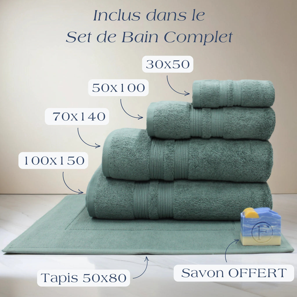Détail du linge de bain Sérénité Lagune Blanc Perlé en coton peigné 650 g/m²