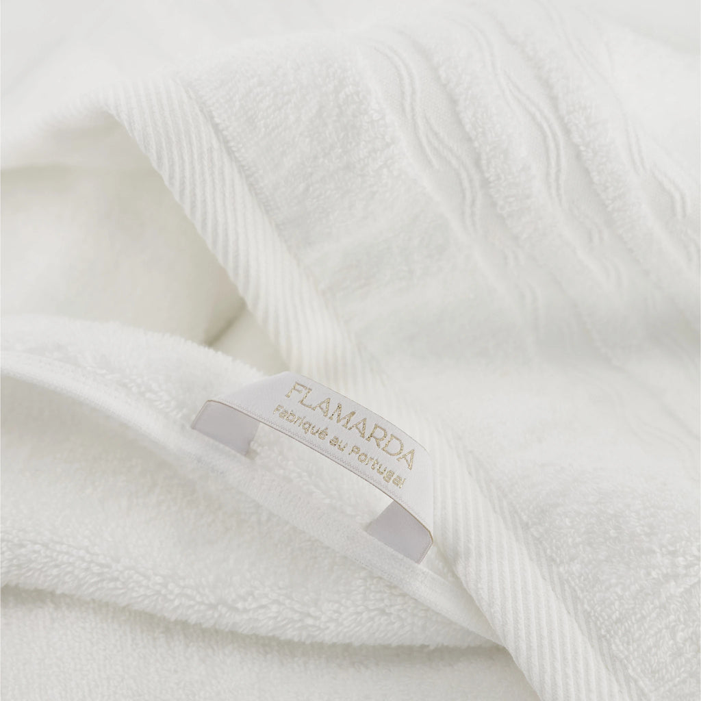 Set de Bain Signature Océan Blanc Écume avec drap de bain et serviette assortie