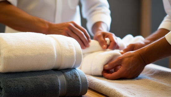 serviette de bain flamarda plié par des portugais